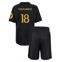 Camiseta Real Madrid Aurelien Tchouameni #18 Tercera Equipación Replica 2023-24 para niños mangas cortas (+ Pantalones cortos)